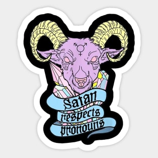 Satan Respects Pronouns Sticker